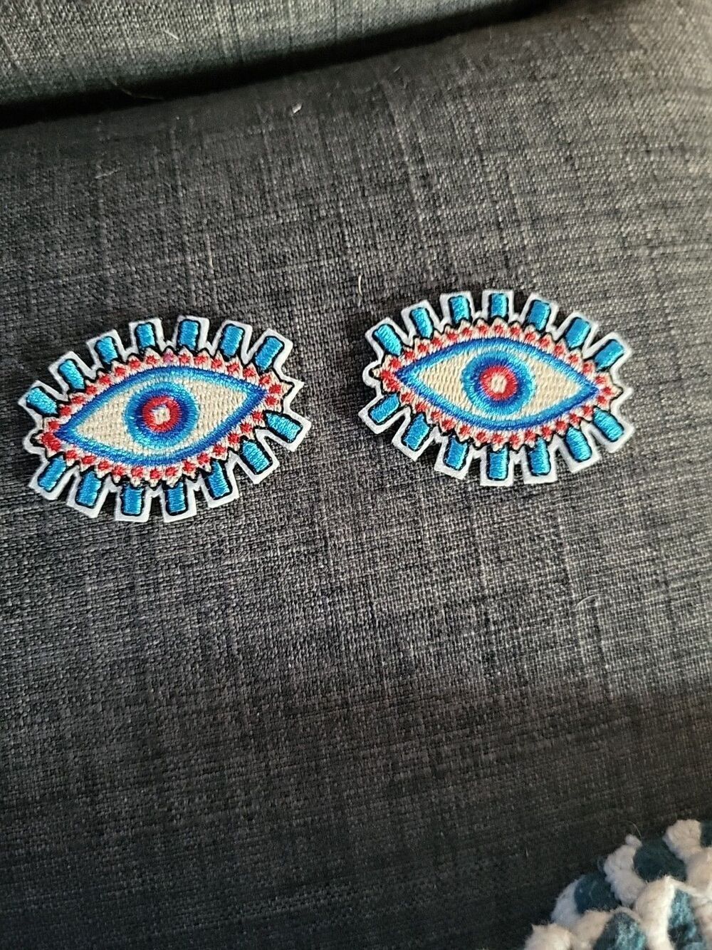 Embroidered Eyeball Lot Of 2 Applique 2"x 1.5" Iron On